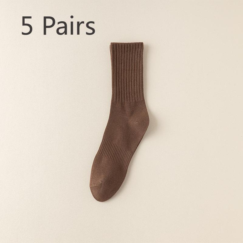 

5 пар мужских носков из чистого хлопка для осени и зимы, однотонных, впитывающих пот, дезодорирующих, молодежных, спортивных, для отдыха 5 Pairs кофейный