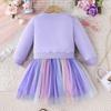 3-13 Years Kids Girls Fake Two Pieces Clothes Mesh Skirt Sweatshirt