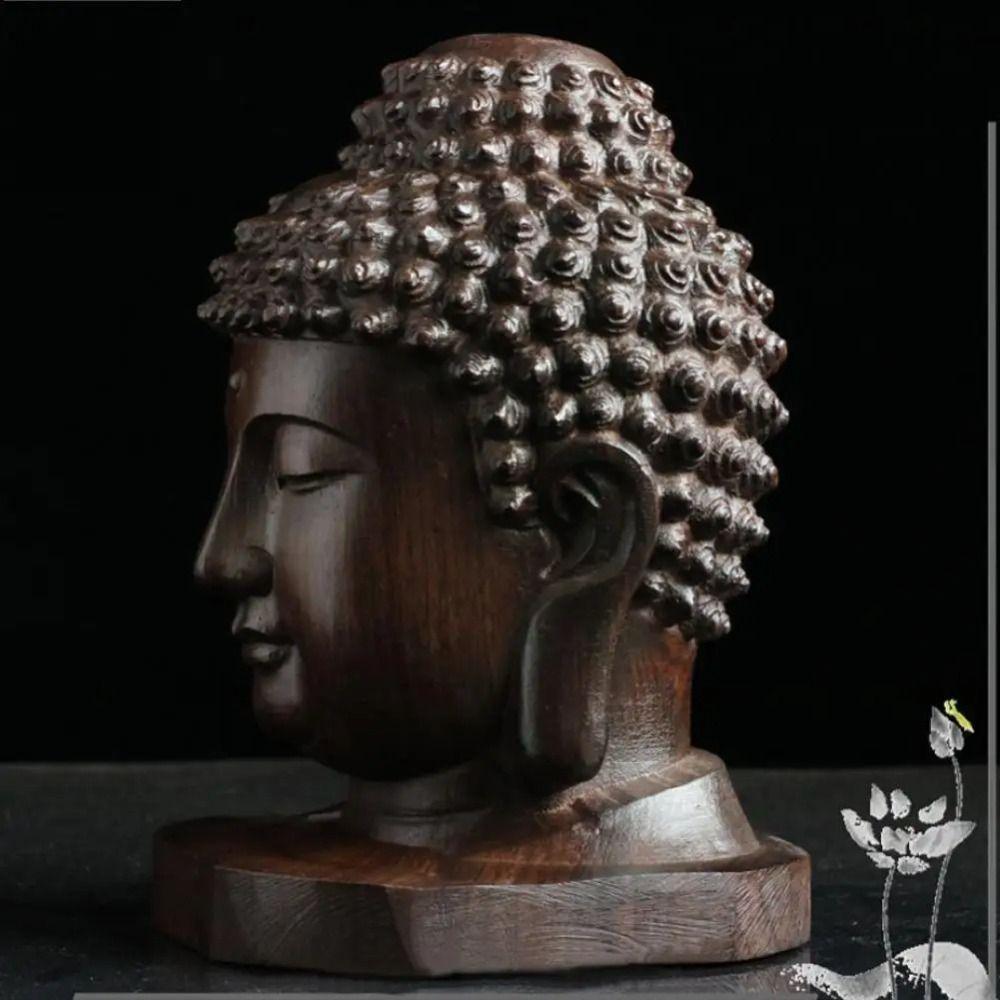 Hall Crafts Wood Tathagata Buddha Statue India Miniature Sakyamuni Statue Shakyamuni Creative Buddha Head Crafts Blessing