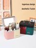 Macaron Portable PU Makeup Case: Large Capacity Two-Tone Skincare Vanity Organizer
