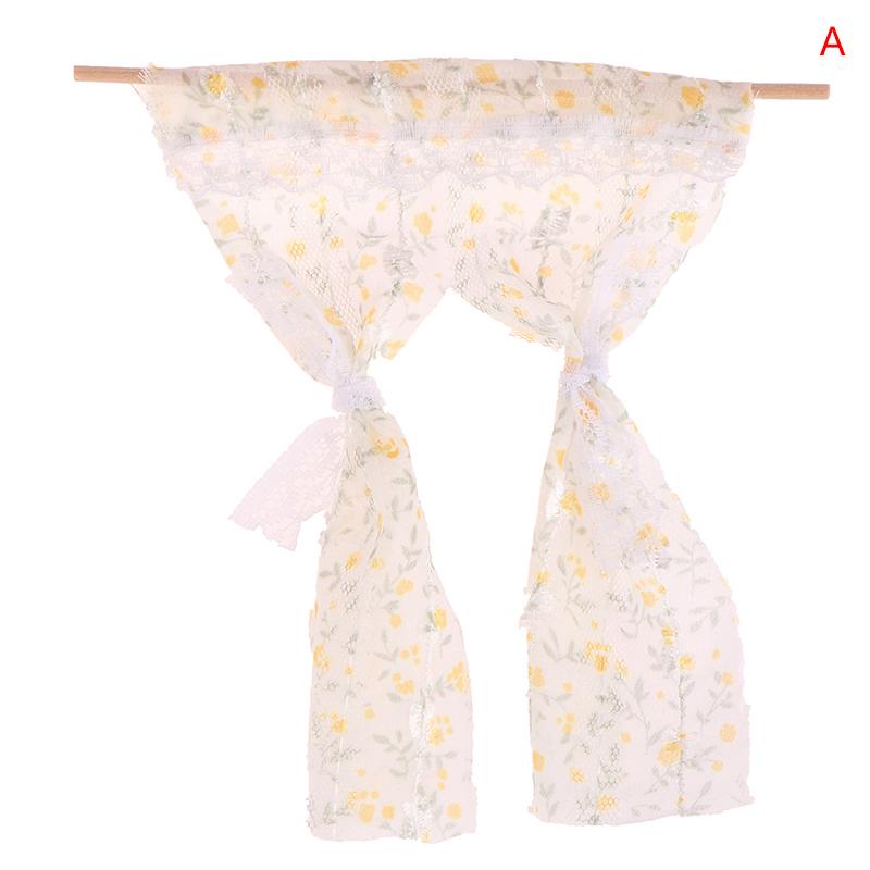 1Pc 1:12 Dollhouse Miniature Daisy Flower Curtain Lace Curtain House Furniture Model Decor Toy Doll House Accessories