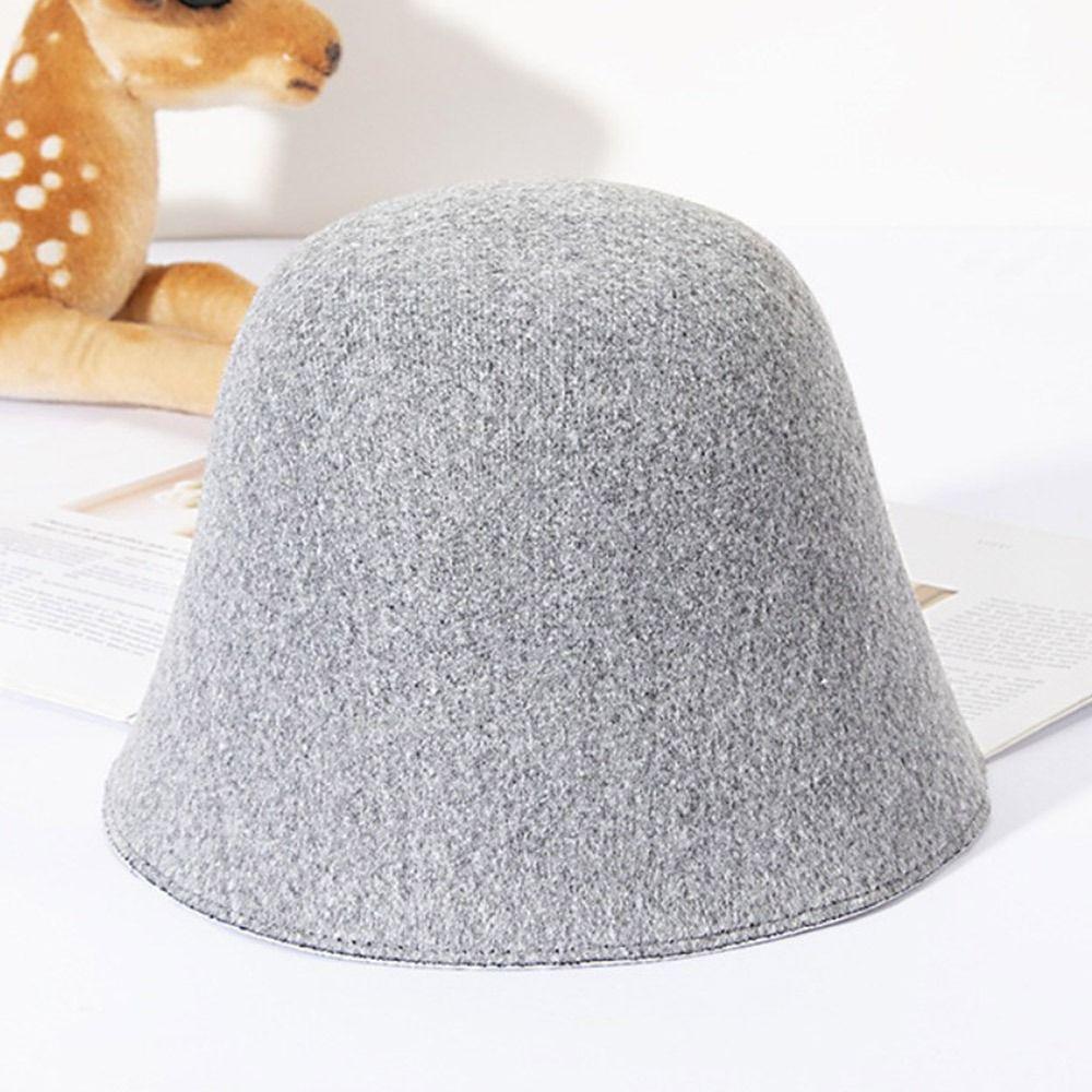 Wool Wool Fisherman Hat Solid Color Panama Hat Beanies Warm Caps  Women