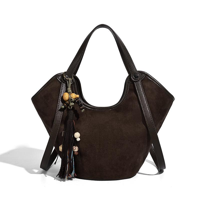 Exquisite Vintage Suede Feel Underarm Bag 2025 New Cross-Border Trendy Fashion Single Shoulder Large Commuter Tote Bag