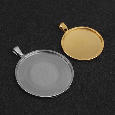 5pcs/lot Fit 20/35/40mm Stainless Steel Pendant Cabochon Cameo Base Tray Bezel Blank For Demo Cabochons Jewelry Making Supplies