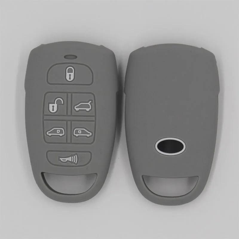 Silicone rubber Car Key Cover Case Holder Bag Shell Skin for Hyundai for Kia Sedona Mini Van 6 Buttons Smart Remote Key