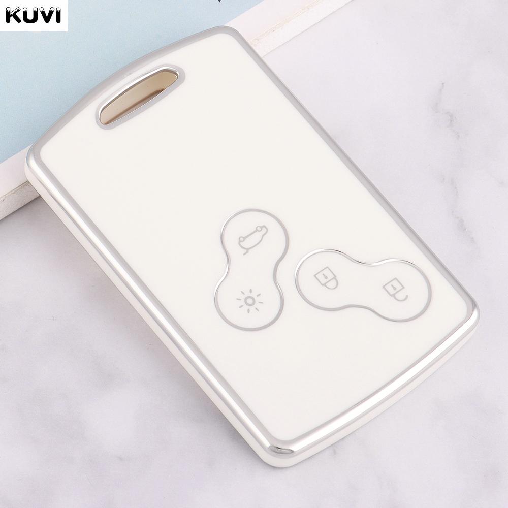 

Чехол для смарт-ключа автомобиля из ТПУ, чехол-брелок для Renault Duster Captur Clio Logan Megane 1 2 3 Koleos Scenic Nema Fluence Zoe Keyless серебро белый