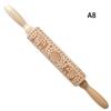 Christmas Elk Pattern Kitchen Supplies Rolling Pin Wooden Laser Carving Roller Embossed Rolling Pin Household Baking Small Tools