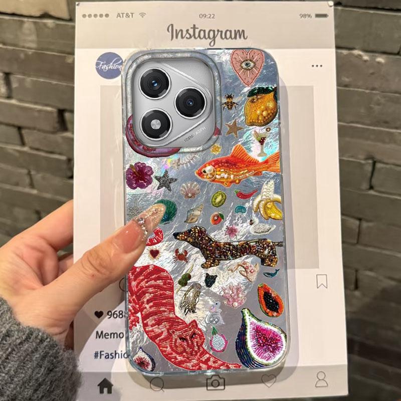 

Retro Sun Cocktail Fruit Women Case For Honor 400 Pro X9c Magic7 Magic6 200 Lite Smart X9a X8a X8b X8c X7c X7b X8 Fundas Cover Honor X8C белый