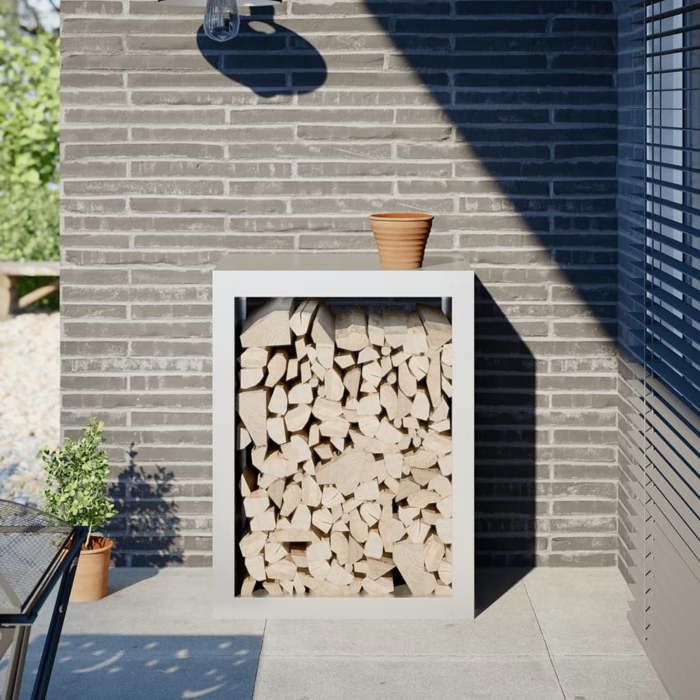 VidaXL Firewood Rack White 60x40x80 Cm Steel, Log Store, Fireplace Log Holder, Log Stand, 850997