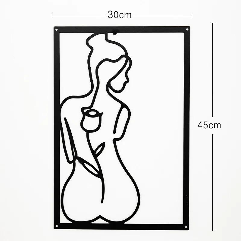 Modern Simple Abstract Female Line Decoration Background Wall Living Room Wall Decoration Hanging Painting Metal Material