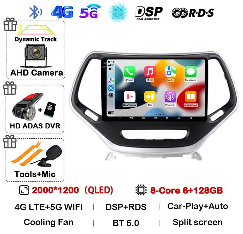Android 14 Carplay Auto WIFI+4G Pentru Jeep Cherokee 5 KL 2014 2015 2016 2017 2018 GPS Radio Auto Multimedia Player Video Stereo