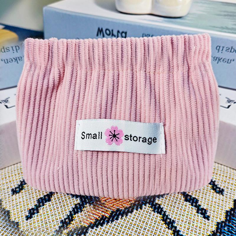 Corduroy Snap Earphone & Coin Pouch - Self-Closing Storage Bag for Data Cables