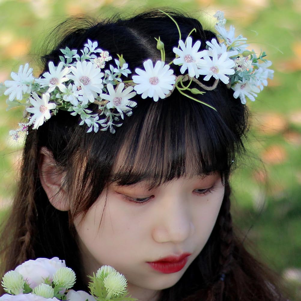 FRCOLOR White Daisy Artificial Flower 9x8 for Weddings and with Lightweight Indoor and Outdoor Decoration Wreath, inches, Parties, Ribbon, 35g,