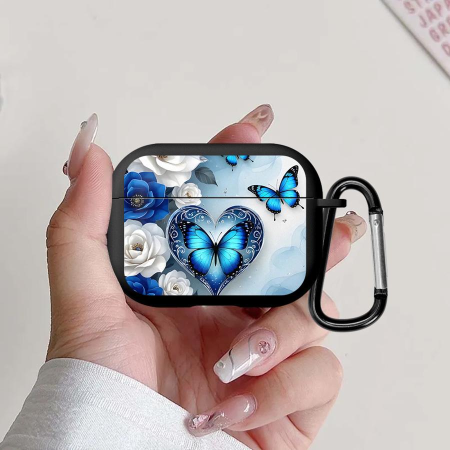 Earphone Cases Cover Case For Airpods 1 Pro Pro3 Pro2 2 3 4 White Blue Butterflies Flowers