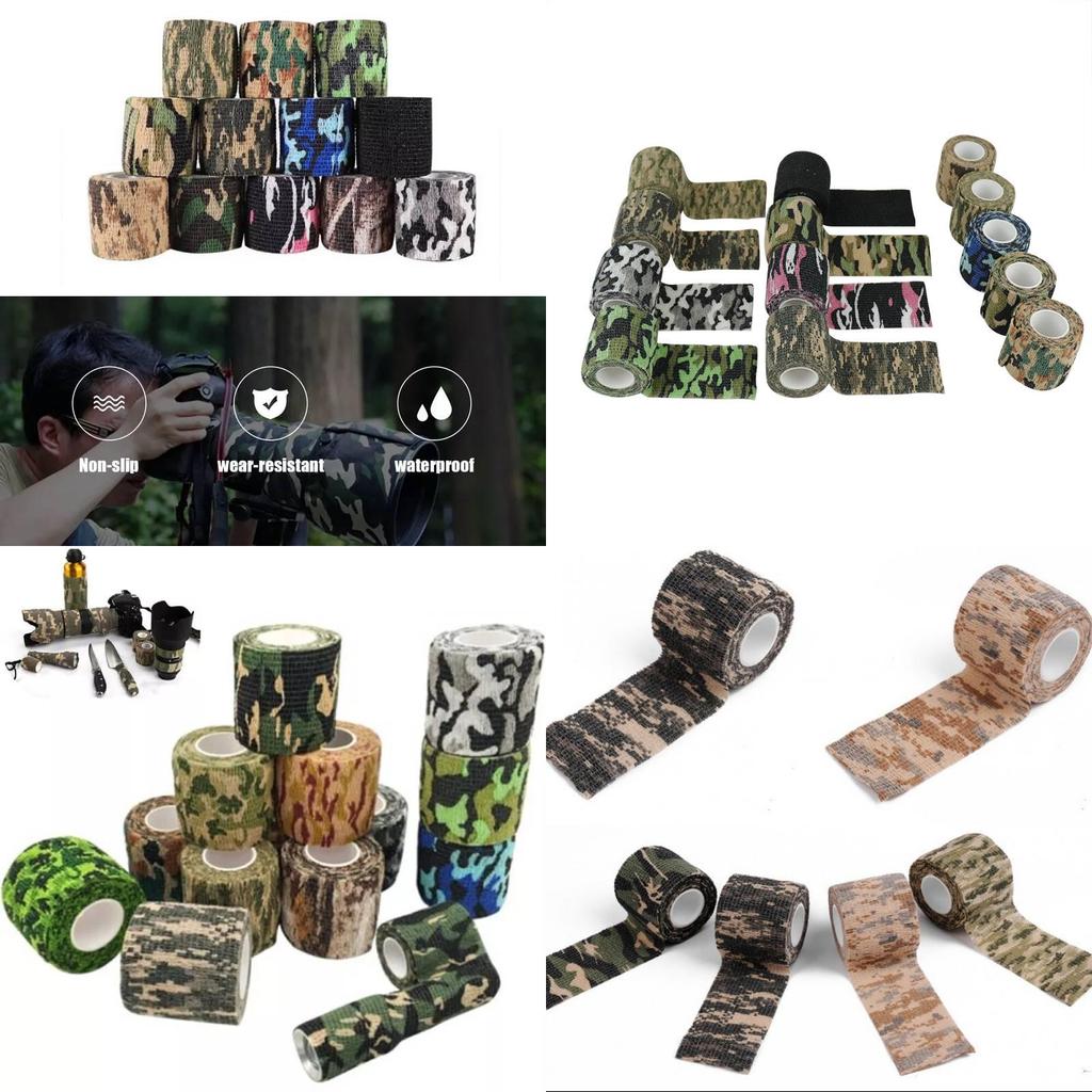 Self Adhesive Stretchable Camouflage Tape For Outdoor Use With Non Sticky Fabric In Multiple Colors And Patterns For Easy Application