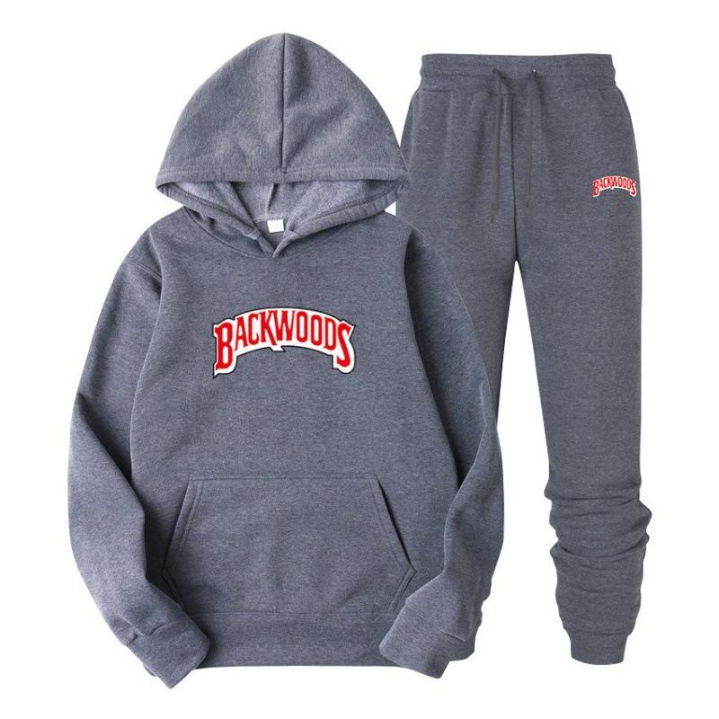 Tide Brand Sweater Set BACKWOODS Printed Men's and Women's Fleece Hoodie Two-piece Set