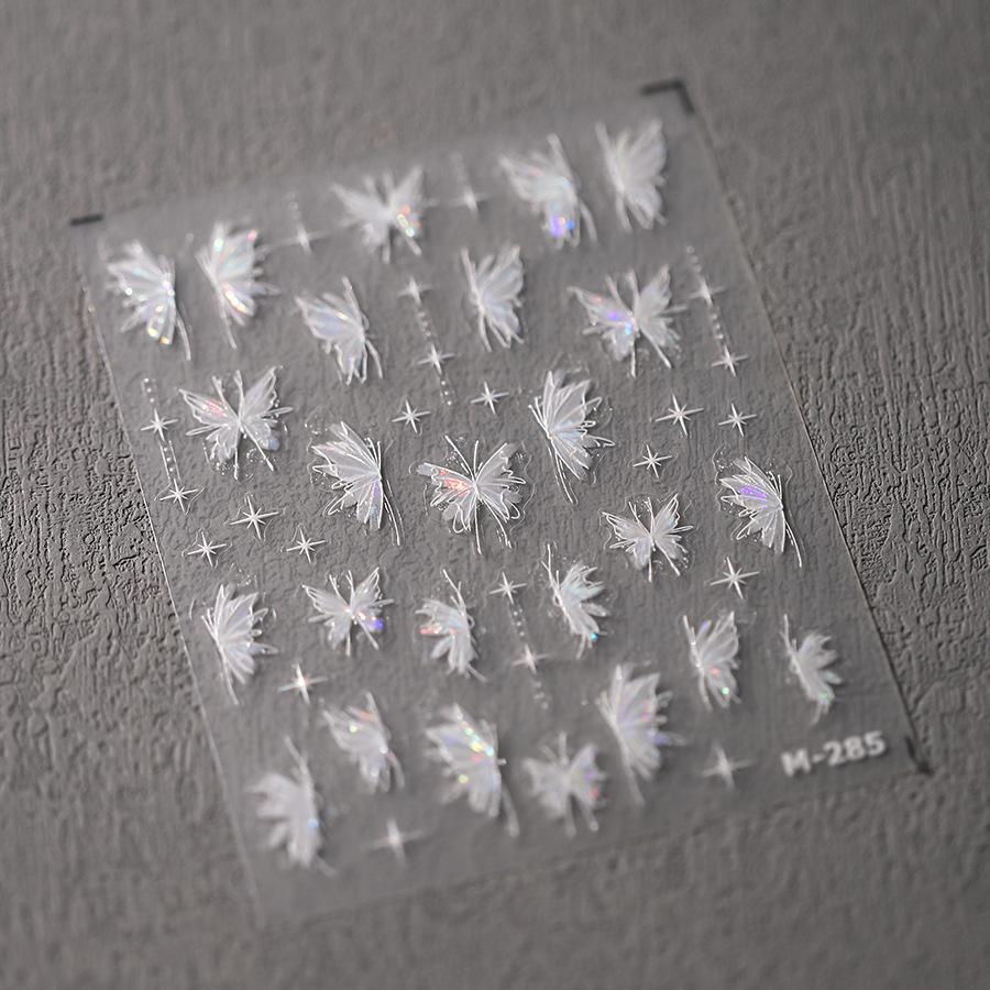 1Pcs 5D Embossed Aurora Butterfly Nail Art Stickers Self Adhesive Decals For Nails Decoration DIY 3D Acrylic Nail Supplies Parts