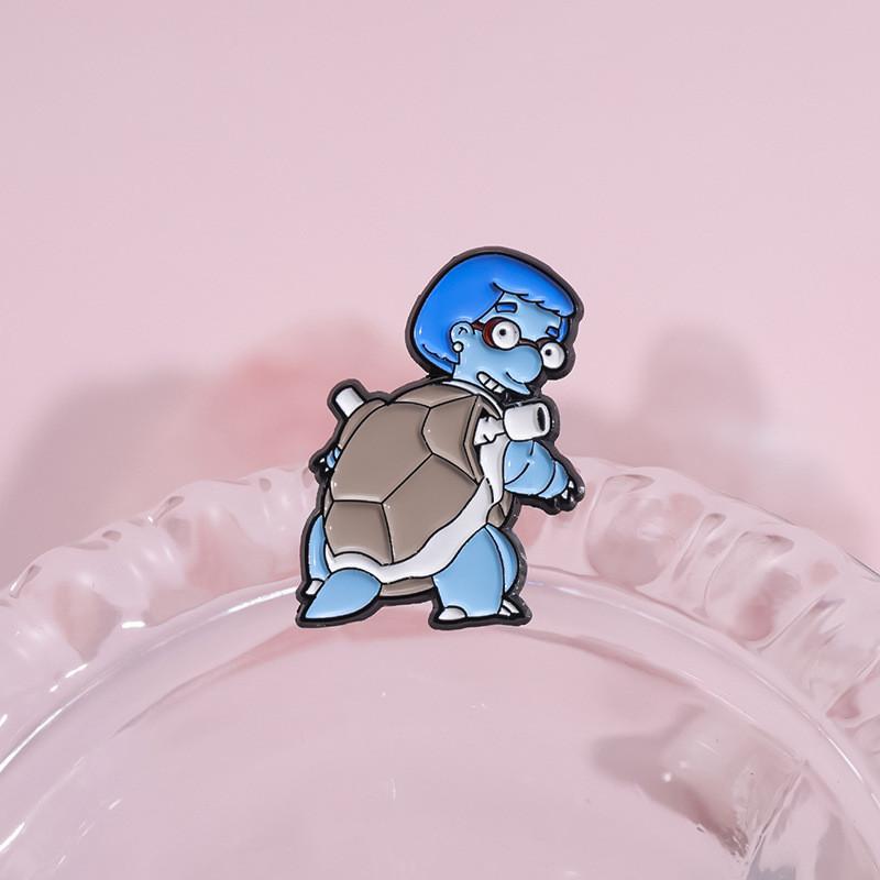 Unique Cartoon Style Anime Pet Series Badge Brooch Featuring Whimsical Turtle Design