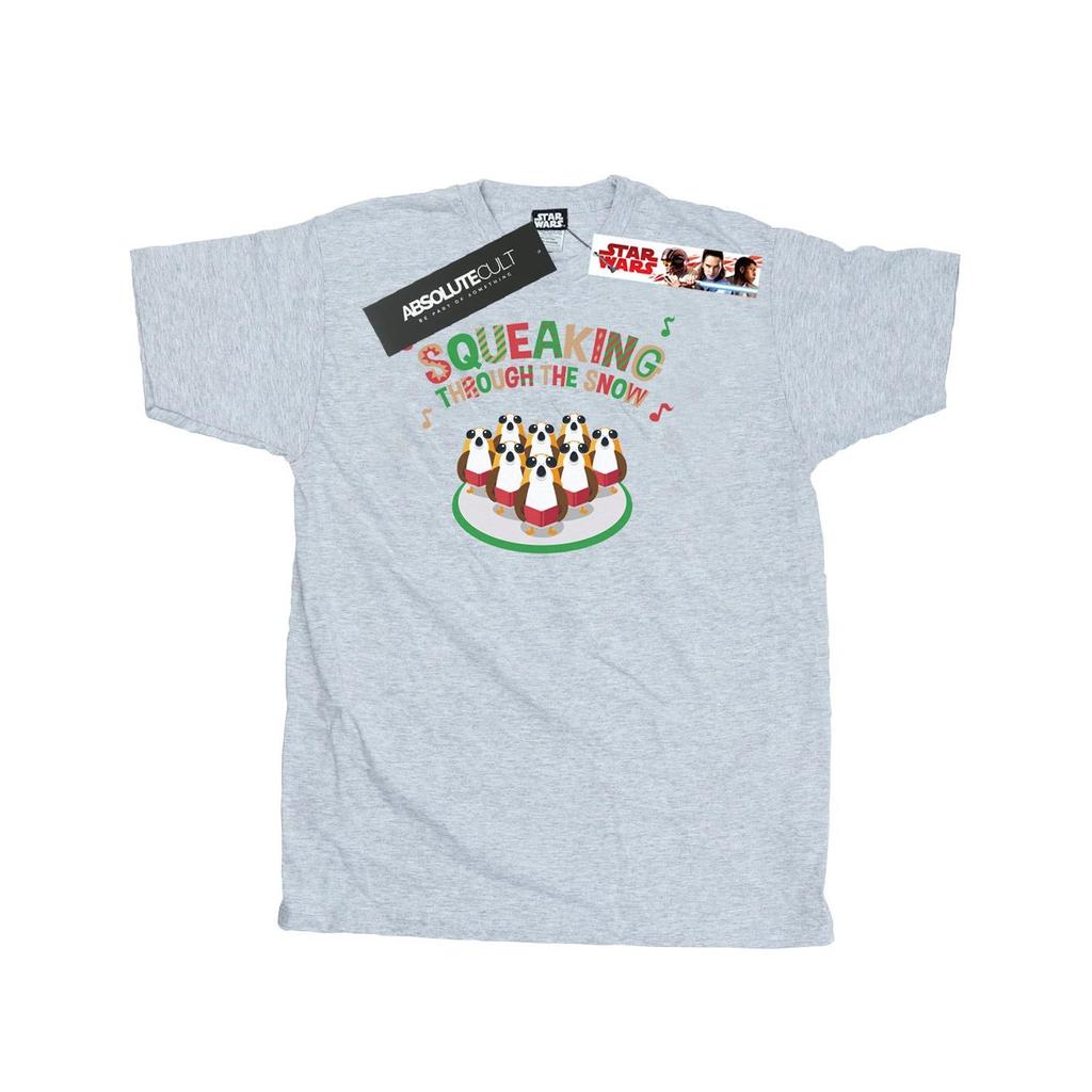 Star Wars Mens The Last Jedi Porgs Squeaking Through The Snow T-Shirt