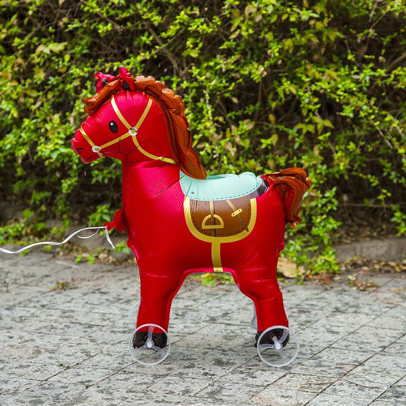 4D Cartoon Foil Balloons Elephant Stand Walking Balloon With Wheel For Kids Birthday Party Decoration Baby Shower