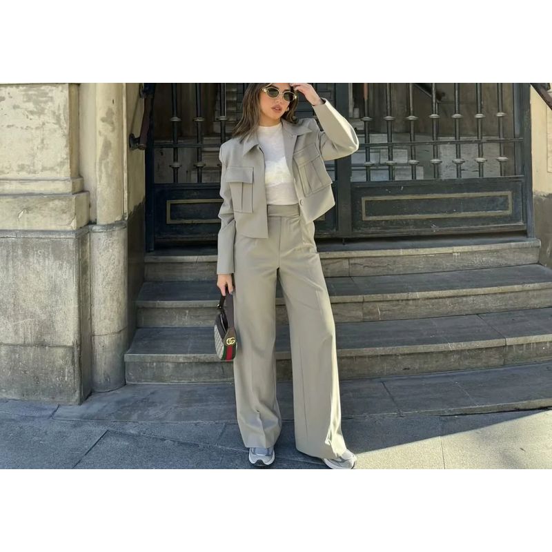 Spring New Fashion Tooling Style Short Jacket 67064071 Elegant High Waist Casual Trousers