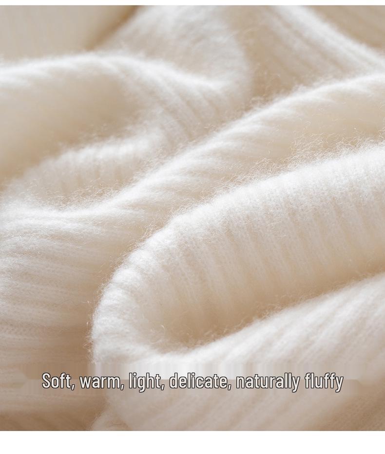 Autumn/Winter Round Neck Single-Breasted Loose Slimming Cashmere Wool Women's Cardigan
