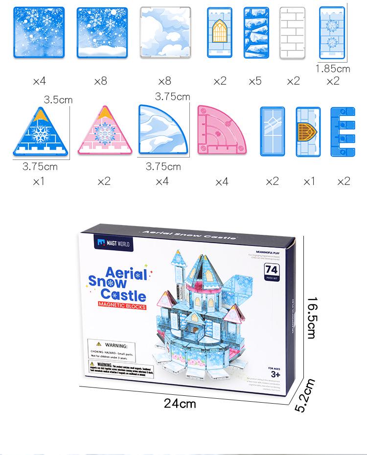 DIY Children's Magnetic Ice & Snow Princess Castle Building Blocks - Parent-Child Interactive Geometric Tiles