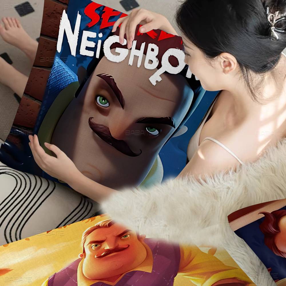 Beliebtes Horrorspiel H-Hello N-Neighbor 2 Kissenbezug Sofakissenbezug Heimzimmerdekoration Kindergeschenk