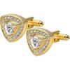 JiaWei Clear Triangle Zircon Stone Gold Crystal Elegant Cufflinks for Wedding Party Business Events ZCF