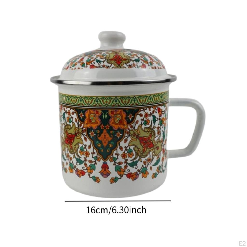 Enamel Coffee Mug Drinkware Floral Practical Easy Clean Fashion Milk Cup Tea for Apartments Home