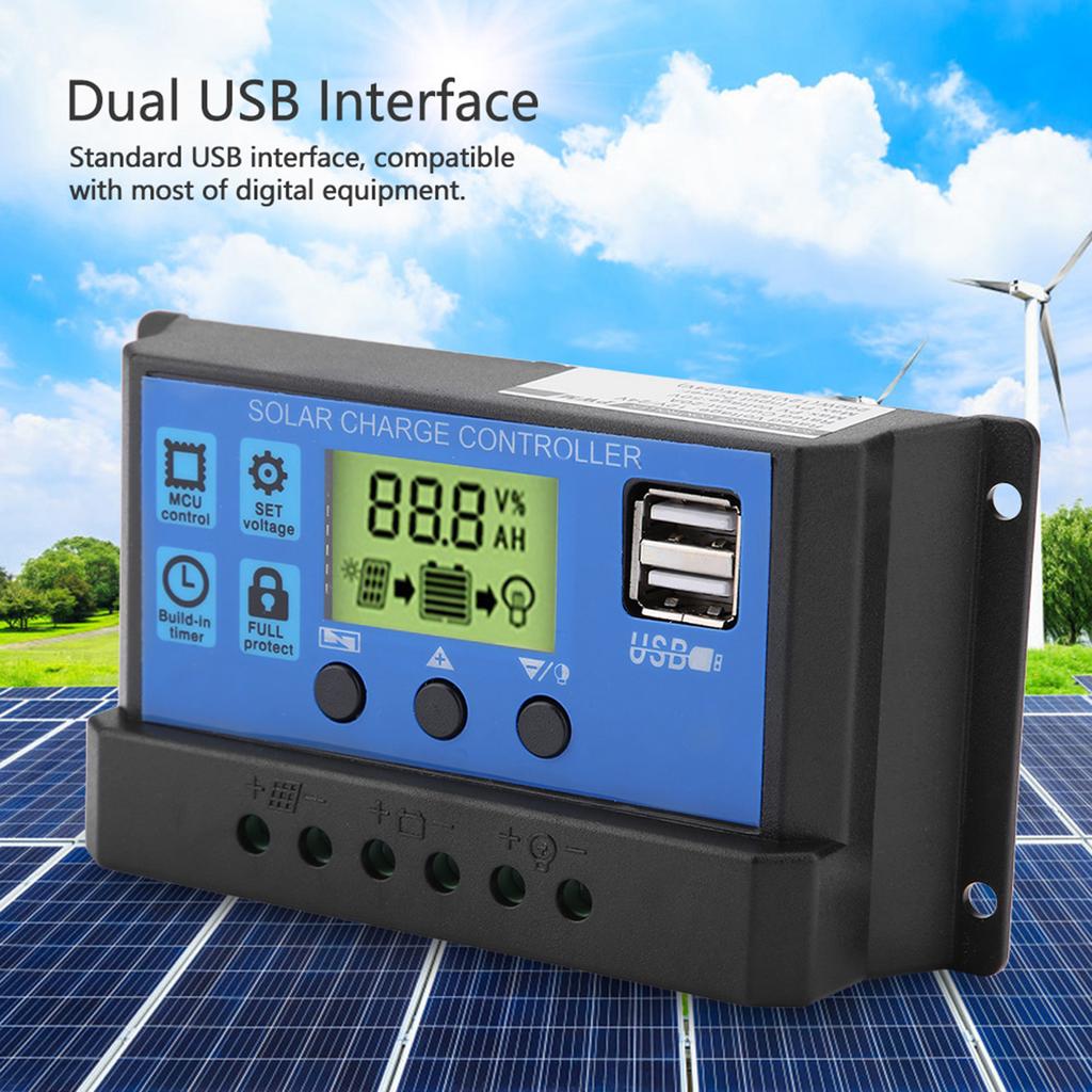 PWM 12V 24V Dual USB Solarpaneel Laderegler Regler LCD-Anzeige 20A (YJSS20A)