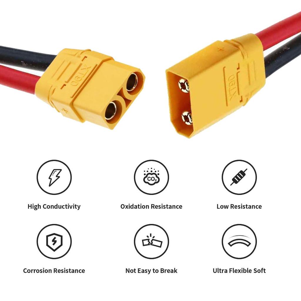CY XT90 Male to Female 10AWG Extension Cable Connector for