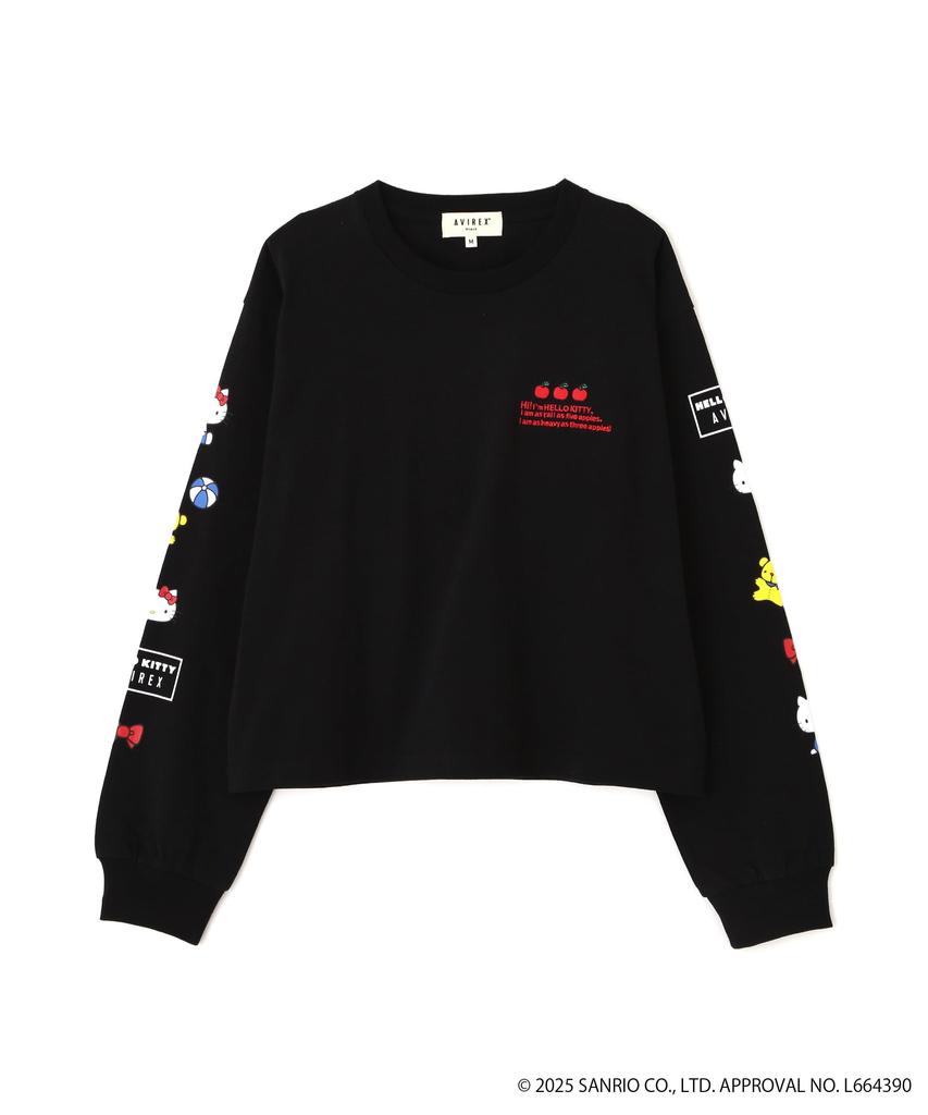 AVIREX Hello Kitty Long Sleeve T-Shirt Women's S 010 Black 783-6130605