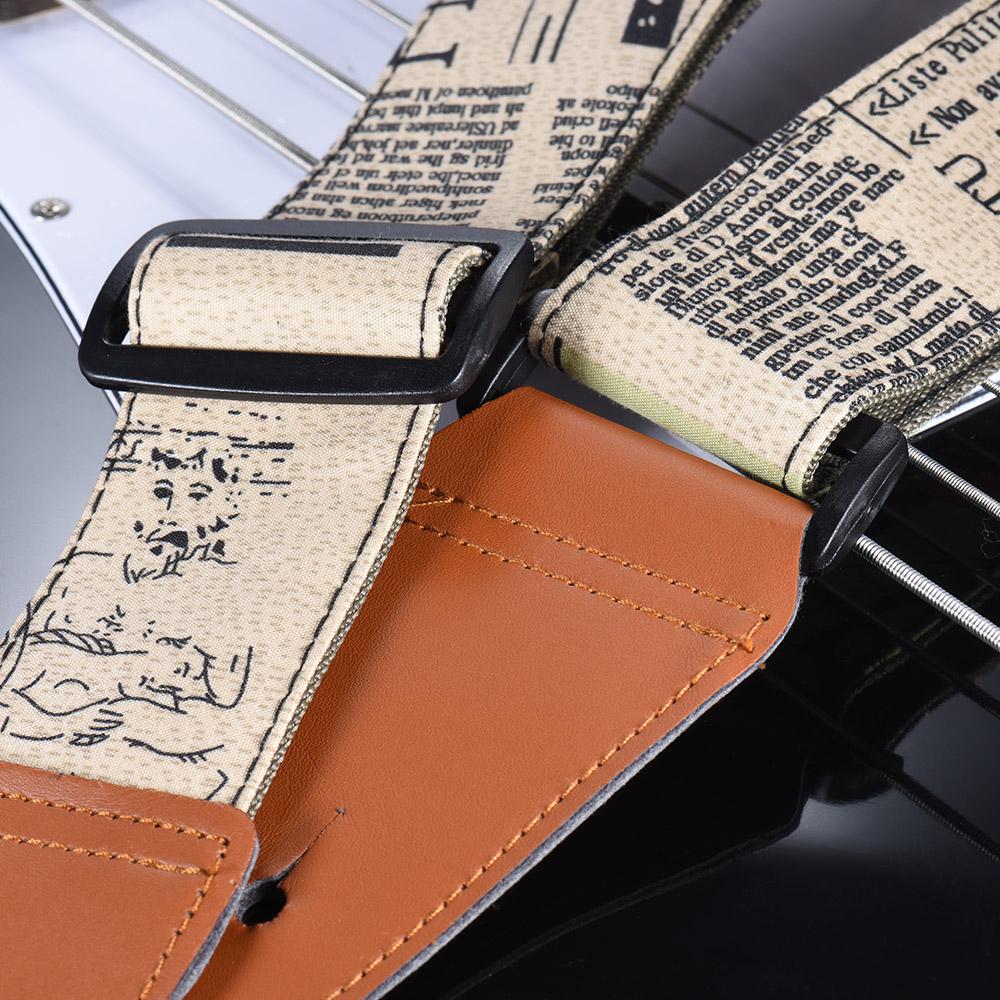 Wygodny Regulowany Pasek na Ramię do Gitary Końcówki ze Skóry Syntetycznej do Gitar Akustycznych Folk Klasycznych Elektrycznych Basowych