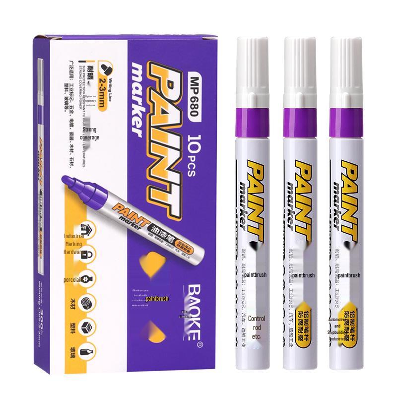 Bao Ke MP680 Waterproof Industrial Paint Marker - White & Gold Signature Pen