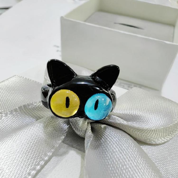9Pcs Funny Resin Open Finger Ring Cartoon Little Monsters Eyeball Ring Unique Irregular Ring Fashion Jewelry Decoration