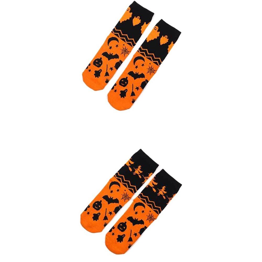 

2 пары носков-гольфов с тыквой, чулки до середины икры с привидениями, мягкие носки на Хэллоуин, друзья Style A 2Pairs