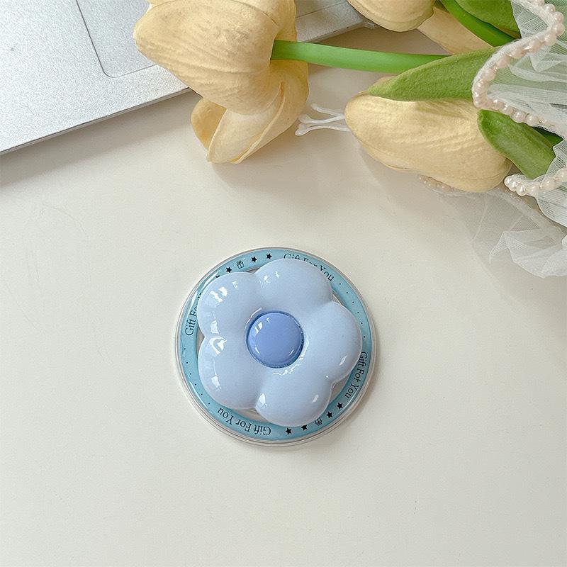 Hyuna Style Solid Color Floral Phone Holder with Magnetic Magsafe, Stable Retractable Design.