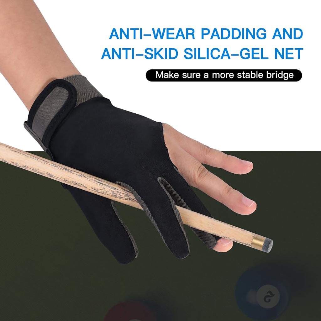 Billardhandschuh Rutschfest Atmungsaktiv Queue Sport Handschuh 3 Finger Super Elastischer Sporthandschuh Passend für Linke oder Rechte Hand