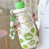Cartoon Apple Shaped Plastic Water Cup with Straw, Portable Handheld Tumbler, Tea and Water Separation Design Daily Drinkware
