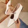 Pointed Single Shoes Women's Shallow Mouth Soft Sole Low Heel One-word Buckle Bag Head Inner Height Increase Mary Jane Shoes Fashion