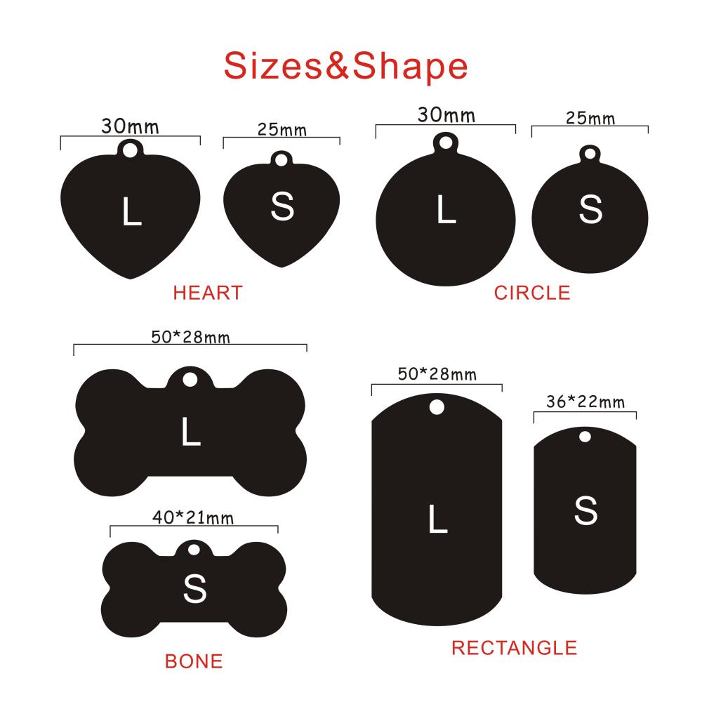 Gravură Gratuită Etichetă ID Animal de Companie Oțel Inoxidabil Etichete Nume Câine Pisică Accesorii Guler Pandantiv Personalizat, Argintiu Auriu Aur roz Negru