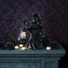 Resin Halloween Sculpture Witch Lantern, Gothic Ghoul Terrifying LED Night Light, Mysterious Accessory Waterproof Hell Reaper Spooky Tabletop Figurine