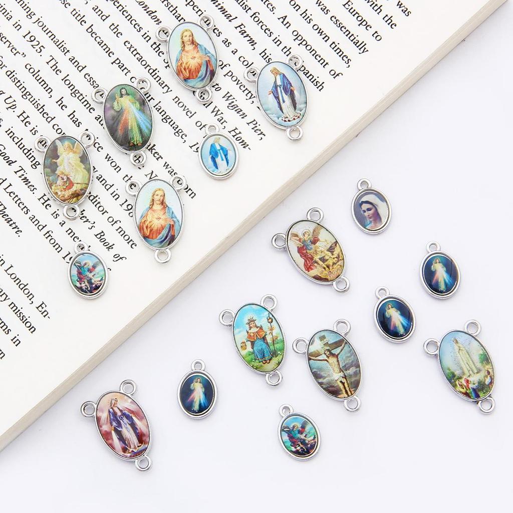 20Pcs Mix Jesus Series Drop Oil Alloy Pendants For Jewelry Component Making DIY Charm Decoration