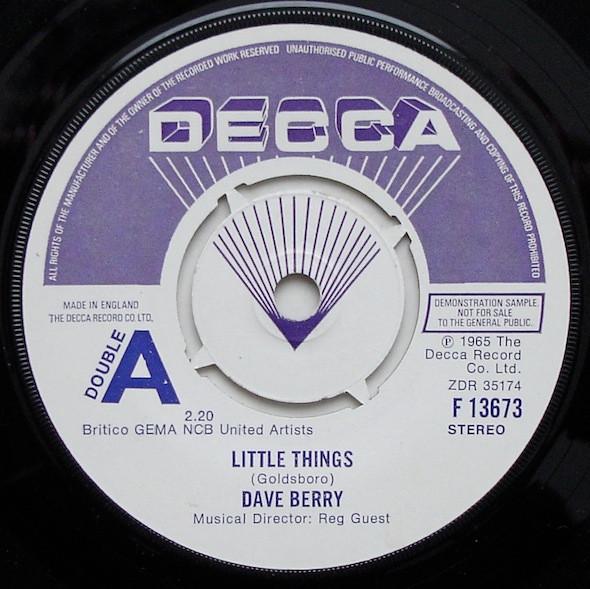 

7inch Record DAVE BERRY - Little Things / Heartbeat F13673 Decca 1976 UK Rock Used