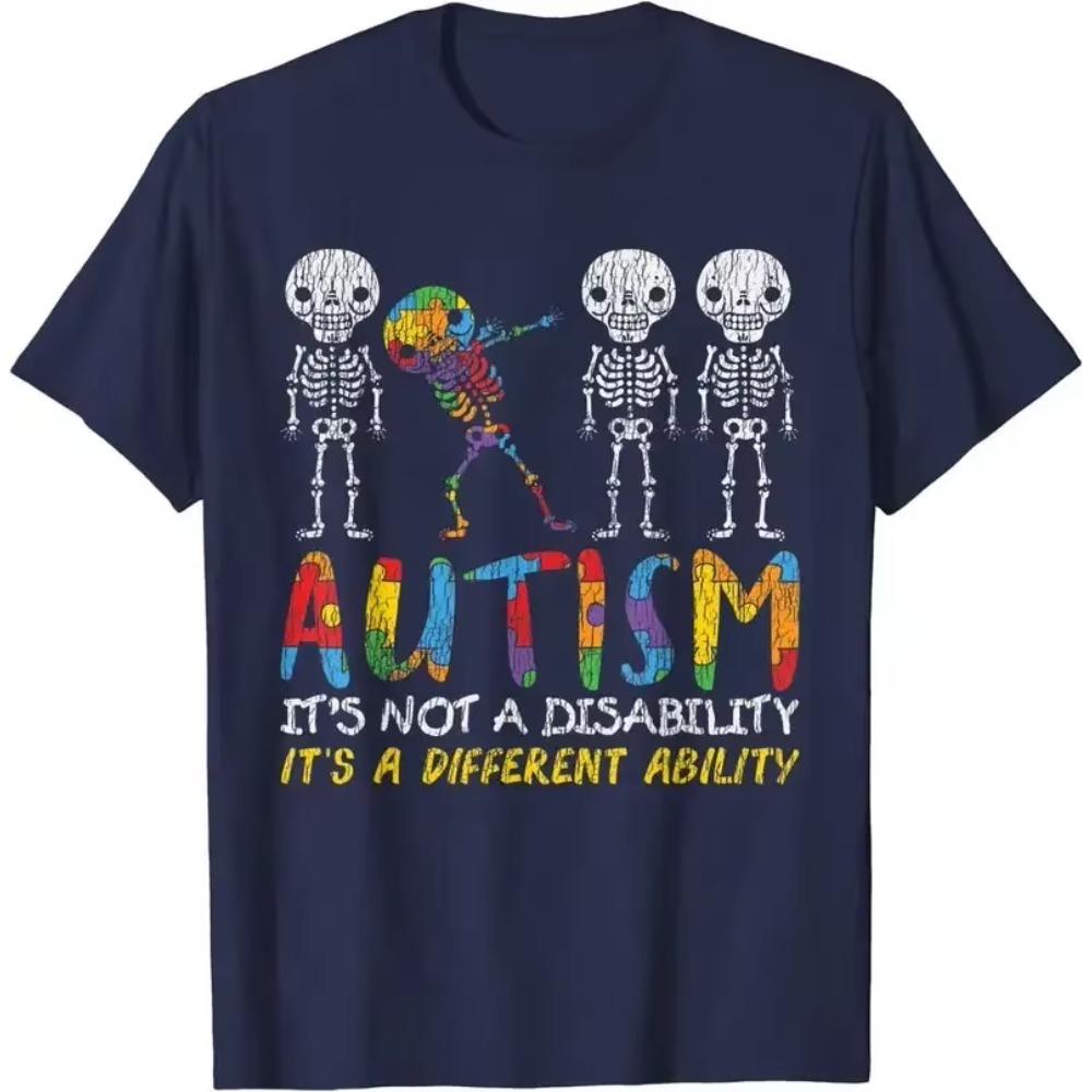 Autism Awerness - Skeleton Dabbing Autistic Kids Awareness T-Shirt
