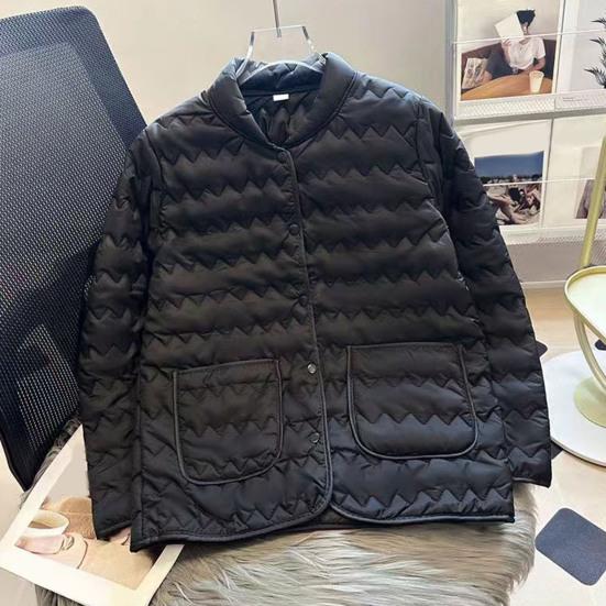 Women's Quilted Down Jacket Lightweight Long Sleeve Puffer Coat Button Down Winter Outerwear with Pockets