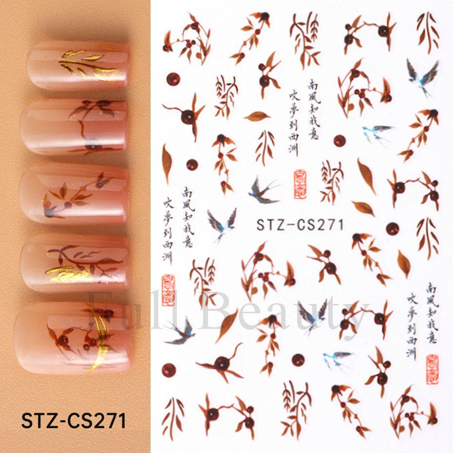 Nail Art Sticker Autumn And Winter Lace Sweater Flower Small Flower Branch Small Fresh Adhesive Nail Sticker