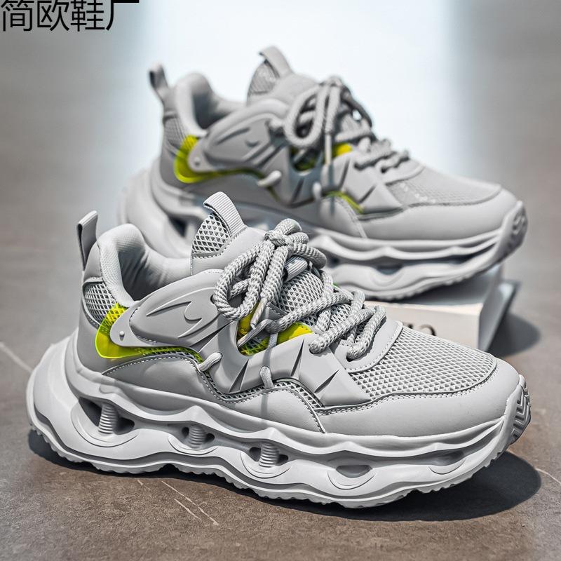 Summer new men's platform heightening shoes trendy student mesh casual sports shoes versatile straight