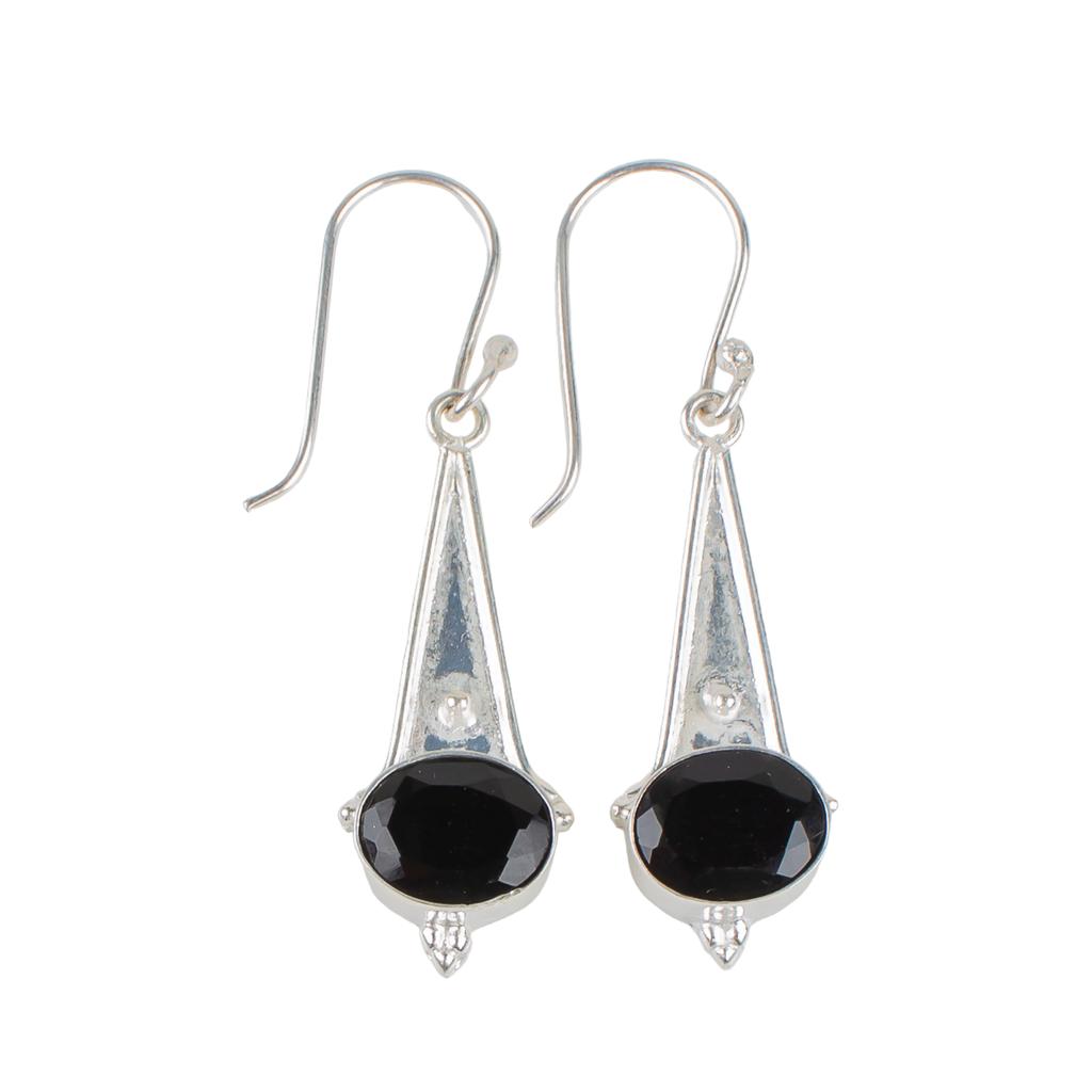 Black Onyx Gemstone 925 Sterling Silver Boho Jewelry Drop/Dangle Earrings 1.80" EE-50-15